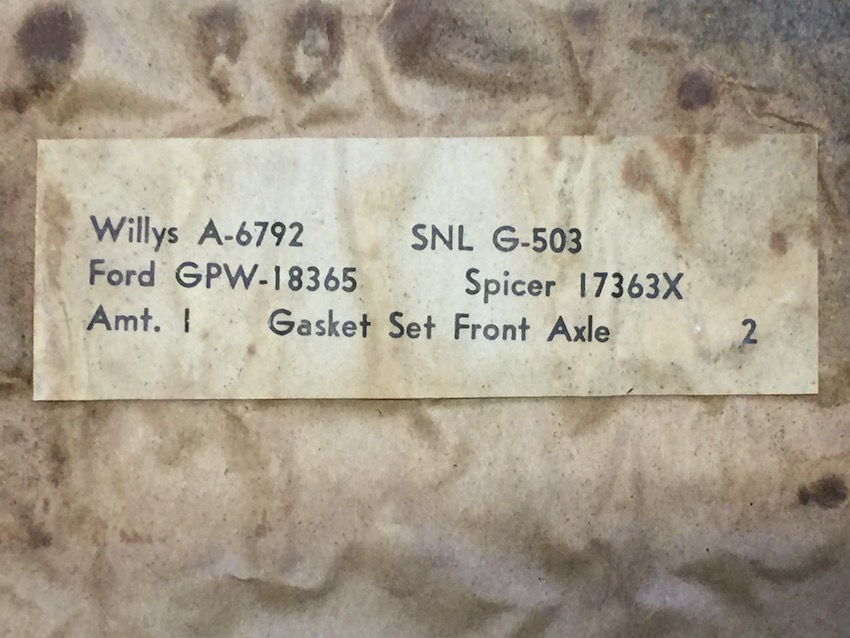 Front Axle Gasket Set - NOS - MB/GPW/M201 - Image 7